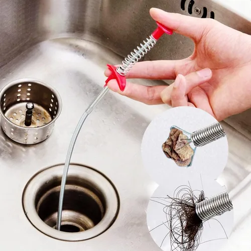 Vista 4 de Herramienta para eliminar obstrucciones de pelo de serpiente, garra de acero inoxidable de 34 pulgadas y paquete de 3 herramientas