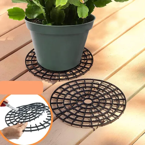 Vista 9 de Elevador de plantas para macetas al aire libre, tamaño ajustable, 11.8 pulgadas de diámetro, probado con 220.5 lbs, protege la terraza y el patio