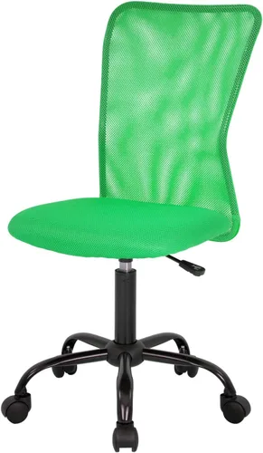 Vista 8 de FDW Silla de oficina en casa, silla de escritorio de malla con respaldo medio, sin brazos, ergonómica, giratoria, soporte de espalda, ajustable