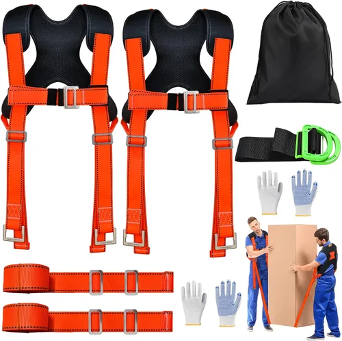 Vista 11 de Correas para mover muebles con hebilla en el pecho, sistema de elevación y movimiento para 2 personas, correa de hombro ajustable para transportar