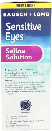 Vista 4 de Bausch & Lomb Solución salina para ojos sensibles, 12 onzas, paquete de 3