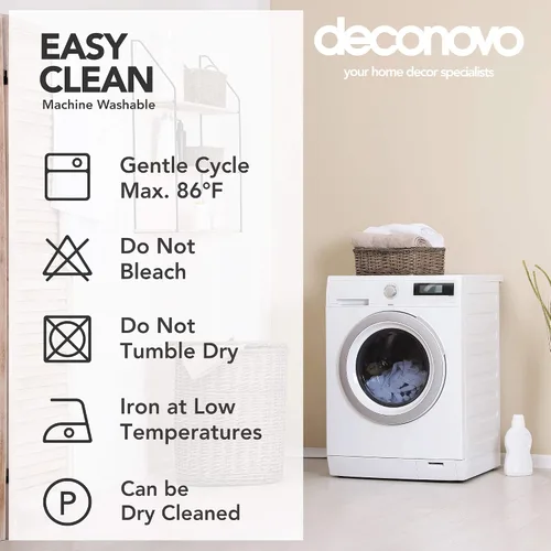 Vista 8 de Deconovo - Cortinas opacas de doble capa de lino sintético con ojales térmicos, cortinas opacas para dormitorio