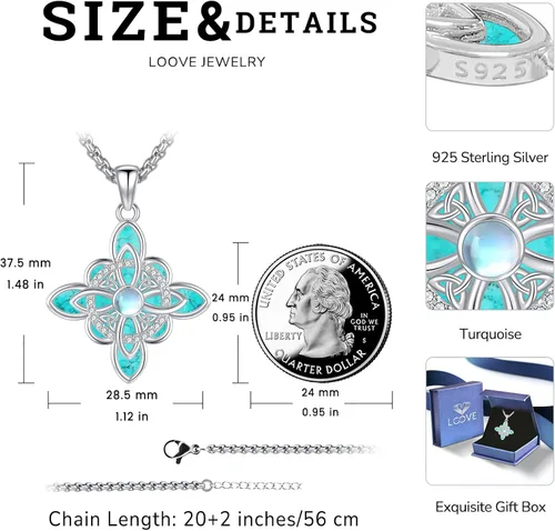 Vista 257 de Collar de pentagrama de plata de ley con triple luna, diosa celta, nudo celta, nudo de brujas, Ankh, sol y luna, Hécate, lilith, Santa Muerte