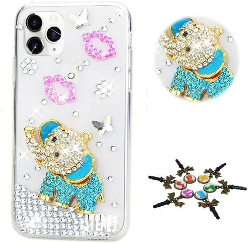 Vista 8 de Funda brillante compatible con Google Pixel 7a, elegante funda 3D hecha a mano con diseño de diamantes de imitación de libélula y diamantes