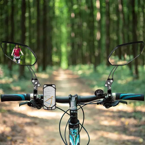 Vista 7 de Espejos de bicicleta para manillar, 2 piezas de seguridad HD espejo retrovisor para manillar, espejos ajustables para bicicleta, espejo retrovisor