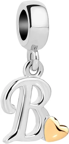 Vista 24 de Abalorio de letra inicial de la A a la Z para pulseras Pandora para mujeres, alfabeto familiar, corazón dorado, Navidad, cumpleaños