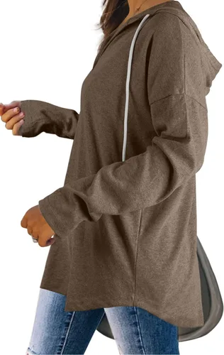 Vista 2 de Bofell Sudaderas de moda para mujer, sudaderas de gran tamaño, camisas largas de ajuste holgado