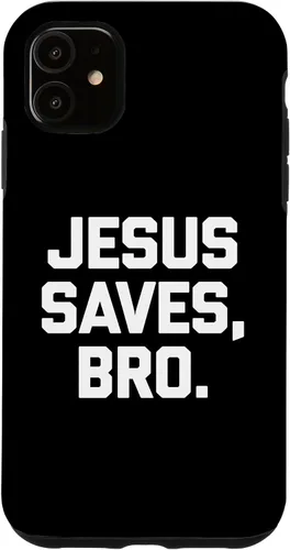 Vista 5 de iPhone 14 Jesus Saves, Bro Shirt Funny Catholic Church Christian Jesus Case