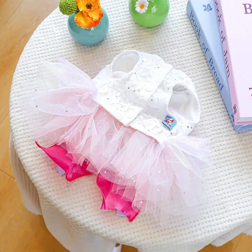 Vista 51 de ANIAC Daisy Vestidos para Perros Pequeños Hembra con Anillo para Correa, Nudo de Lazo Vestido de Boda para Cachorra, Traje de Gato de San Valentín