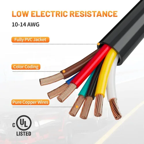 Vista 5 de MECMO - Arnés de cableado de remolque de 7 pines de 4 pies de reemplazo para RV con hoja de remolque de 7 vías resistente con conector de extremo