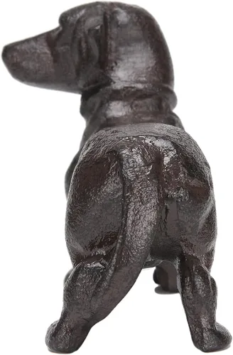 Vista 6 de BRASSTAR Cabeza giratoria de hierro fundido para mirar al perro salchicha estatua de mascota pisapapeles lindo cachorro estatuilla regalo jardín