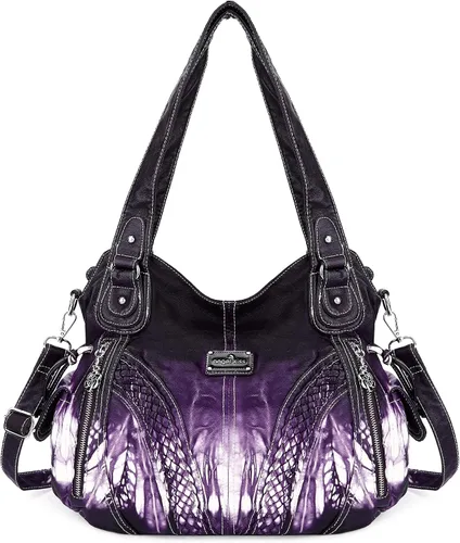 Vista 27 de Carteras y bolsos de mano para mujeres, bolso tote de moda, bolsos de hombro con asa superior, carteras tipo satchel de cuero sintético lavado