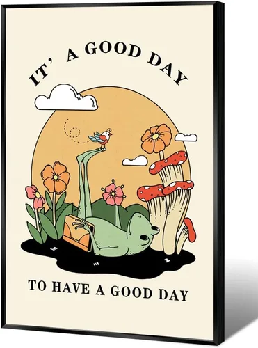 Vista 12 de FBKDVC Funny Frog You Are Exactly Where You Need To Be - Póster inspirador de acuarela, lienzo de pared, regalo motivacional para mujeres, niñas