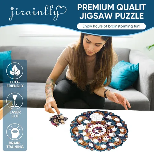 Vista 5 de Rompecabezas de madera Jiroinlly, rompecabezas de madera Mandela para adultos 200 piezas, rompecabezas de madera con forma lujosa de 11.4'' x