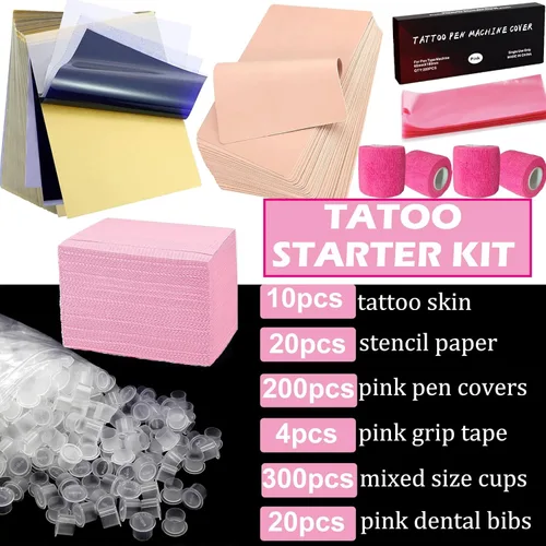 Vista 2 de Kit de práctica de tatuaje 554pcs para principiantes, kit de tatuaje todo