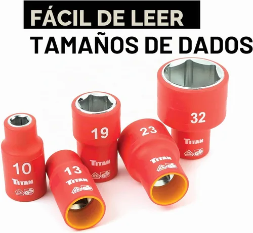 Vista 4 de Titan 62100 Juego de llaves de vaso con aislamiento VDE de 24 piezas de 1/2 pulgada