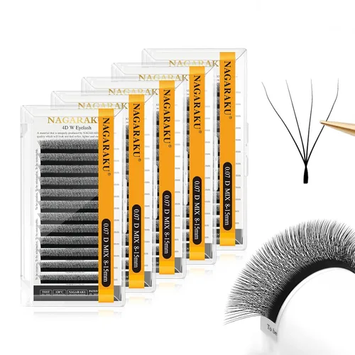 Vista 52 de NAGARAKU Extensiones de pestañas prefabricadas en abanico 3D W 0.05 C 0.315 0.05-C 3D W