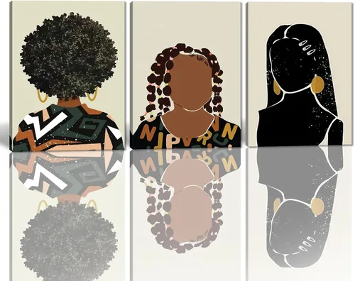 Vista 41 de MAMAGO Lienzo decorativo para pared, pintura de belleza dorada y negra, fotos de mujeres africanas, hermosos pósteres de mujer negra, impresiones