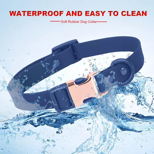 Vista 6 de Collar de perro impermeable con hebilla de metal de seguridad, duradero y fácil de limpiar, collar de perro de goma suave, collares ajustables