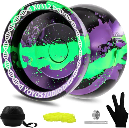 Vista 17 de YOYOSTUDIO X0312 Yoyo Profesional de Trucos Responsivo para Niños de 8-12 o Más, Yoyo de Girar con Dedo de Metal para Adultos con Kit de Rodamientos
