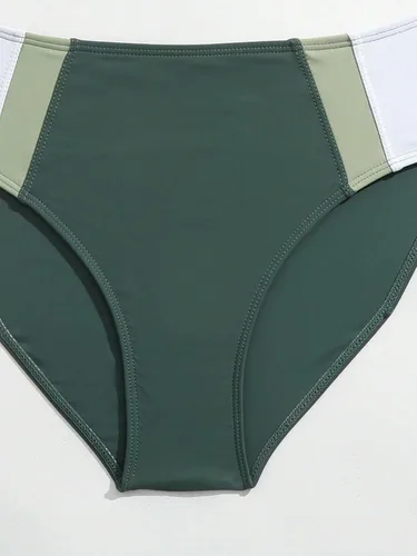 Vista 4 de SOLY HUX Conjunto de bikini con cremallera frontal y bloque de color para niña, traje de baño de 2 piezas