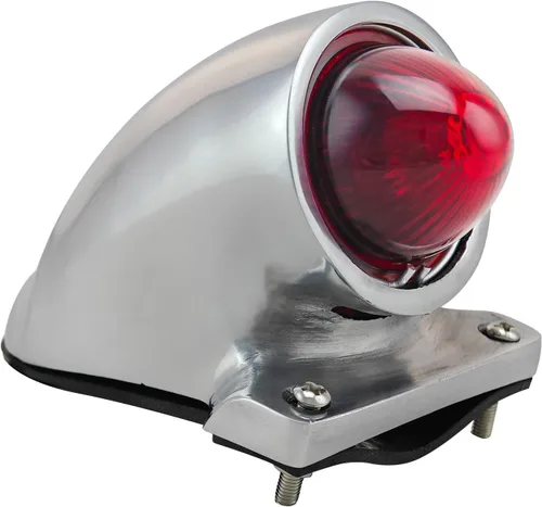 Vista 5 de FATECIM Luz trasera vintage Sparto para motocicleta, luz de freno y parada universal para Harley, Chopper, Bobber FTC-3028-Cromo