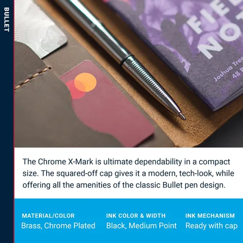 Vista 3 de Fisher Space Pen Bolígrafo tipo bala – Serie 400 – X-Mark – Tapa plana cromada con clip – Caja de regalo