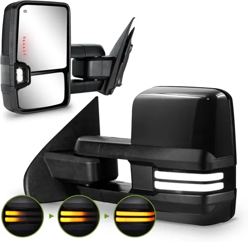 Vista 11 de Espejos de remolque para Chevy Silverado/GMC Sierra 1500 (2014-2018), 2500HD/3500HD (2015-2019) Switchback - Señal de giro dinámico/luces de marcha