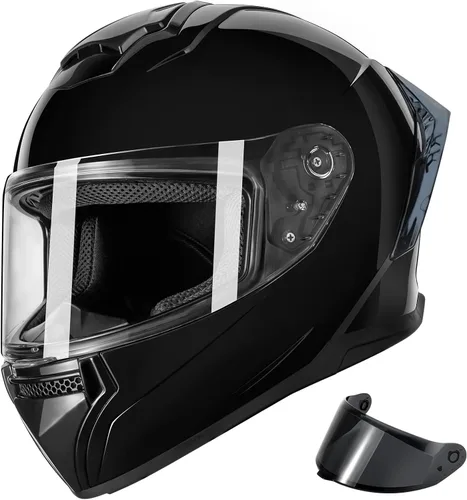 Vista 11 de Cascos de motocicleta de cara completa para adultos, casco de motocicleta para hombres y mujeres, aprobado por DOT con 2 viseras extraíbles