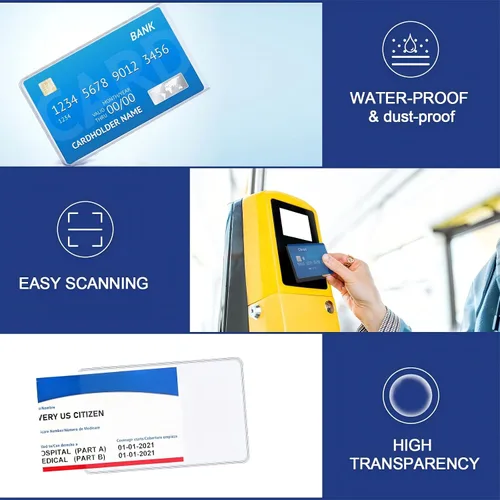 Vista 7 de Zonon Paquete de 48 fundas protectoras para tarjetas de seguridad social de 24 mil, soporte de plástico impermeable de PVC transparente, fundas