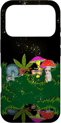 Vista 30 de Jamming Mushrooms Weed - Carcasa para iPhone 17, diseño psicodélico de cannabis 420