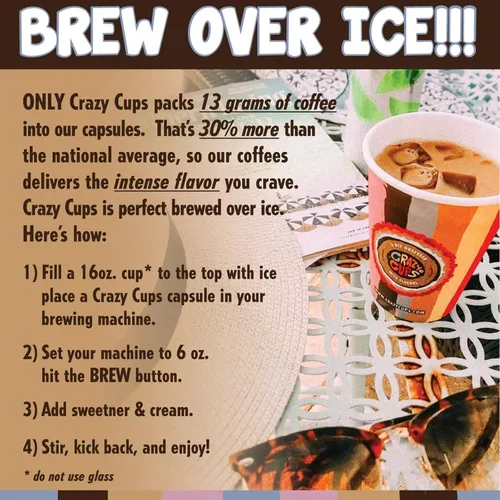 Vista 2 de Crazy Cups - Cápsulas de café descafeinado con sabor a plátano, café descafeinado con sabor a Bananas Foster Flambée, café tostado medio de una sola