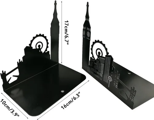 Vista 3 de Famoso monumento de Europa y América, sujetalibros decorativos de metal de hierro, organizador de libros para biblioteca, escuela, oficina, hogar