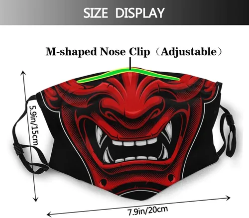 Vista 2 de Demonio Tatuaje Mascarilla Unisex Pasamontañas Boca Cubierta Con Filtro A Prueba De Viento Máscara Ajustable A Prueba De Polvo