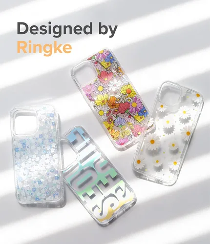 Vista 8 de Ringke Fusion Design - Funda compatible con iPhone 13 Pro Max, parte trasera dura transparente con panel de diseño floral para niñas y mujeres, a