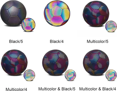 Vista 7 de Balón de fútbol luminoso para juegos nocturnos y entrenamiento, pelota de fútbol reflectante con aguja de aire de bolsillo de red, pelota de fútbol
