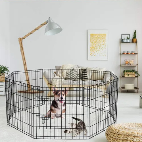 Vista 4 de Artmeer Corralito para perros de 24 pulgadas de alto, 8 paneles a prueba