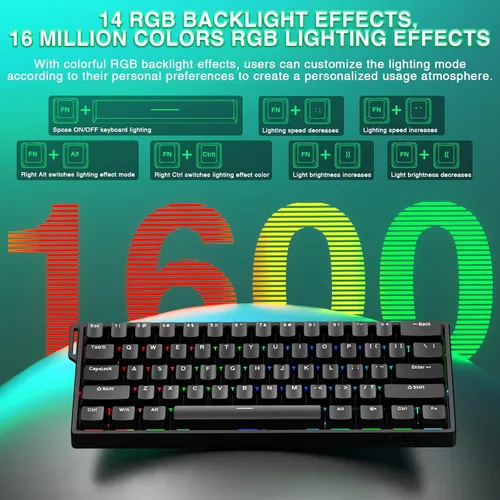 Vista 7 de Aula WIN60 HE - Teclado mecánico 60% para juegos con cable, interruptor magnético intercambiable en caliente, accionamiento ajustable, modo