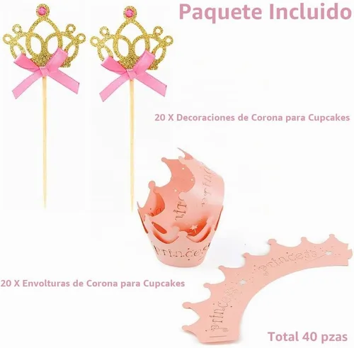 Vista 6 de JeVenis 40 adornos de princesa con purpurina para cupcakes