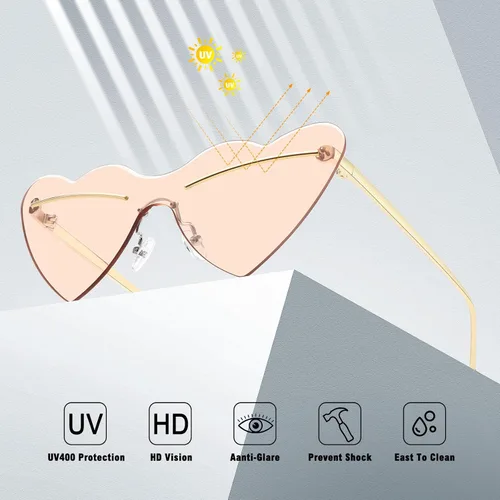 Vista 7 de STORYCOAST Heart Shaped Sunglasses for Women Girls Ladies Vintage Goggle Mod Sun Glasses Shades