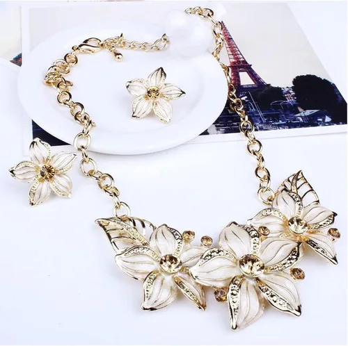 Vista 6 de Zittop Juego de collar y pendientes chapados en oro para mujer