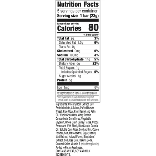 Vista 2 de Barras de snack masticables Fiber One de 70 calorías, chocolate, 5 unidades (Paquete de 2)