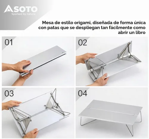 Vista 8 de SOTO Mesa de camping de aluminio emergente, mesa de mochilero compacta