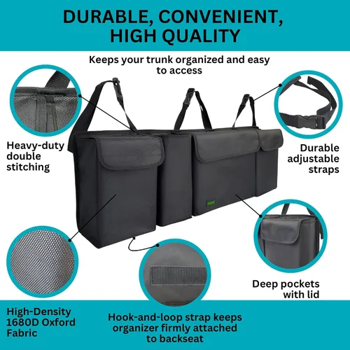 Vista 7 de PIDO - Organizador colgante para maletero, organizador para asiento trasero de SUV, bolsa de almacenamiento colgante para coche con bolsillos