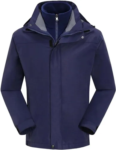 Vista 11 de Chaqueta de esquí 3 en 1 para hombre, impermeable, abrigo de nieve de invierno, resistente al viento, con capucha con forro polar cálido