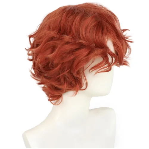 Vista 4 de Peluca naranja para hombre, estilo desordenado, corto, esponjoso Jengibre