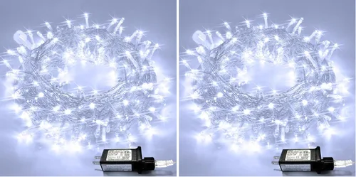 Vista 44 de JMEXSUSS - Tira de 100 luces led para interiores, 8 modos, enchufables, parpadeantes, 33 pies, luces navideñas para exteriores, a prueba de agua