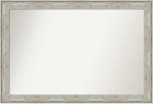 Vista 315 de Amanti Art Espejo de baño plateado para sobre el fregadero, 28 x 37 pulgadas, elegante espejo rectangular de peltre cepillado, marco de madera