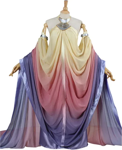 Vista 2 de Disfraz de reina Padme para mujer, vestido largo de noche de Padme Amidala, cosplay, corte, uniforme de Halloween