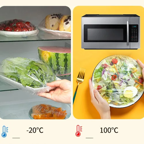Vista 4 de 200 fundas elásticas de plástico reutilizables para tazones, fundas de almacenamiento de alimentos con fundas elásticas para tazones para sobras